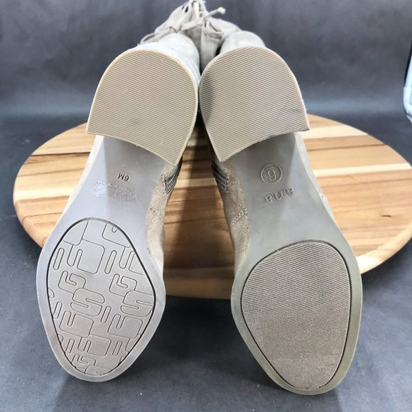 a.n.a Beige Over The Knee Lace Up Block Heel Faux Suede Boots Womens Size 6 M - Picture 5 of 6